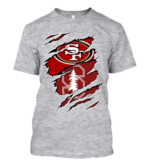 SF 49ers Stanford Cardinal Tree Logo Football T-Shirt
