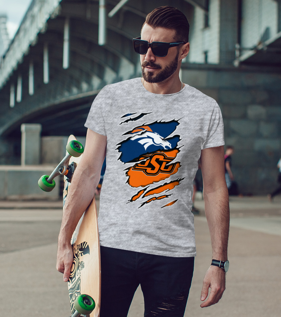 Broncos Osu Football Crossover Pro College Logos Integration T-Shirt