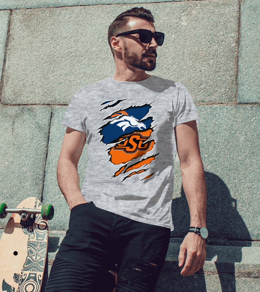 Broncos Osu Football Crossover Pro College Logos Integration T-Shirt