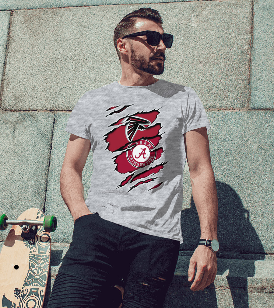 Alabama Crimson Tide Falcons Logo Torn T-Shirt