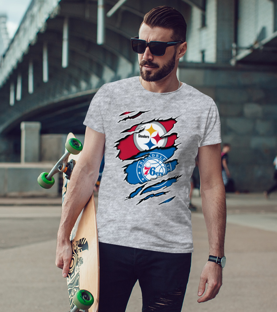 Steelers Philadelphia 76ers Logo Mashup T-Shirt