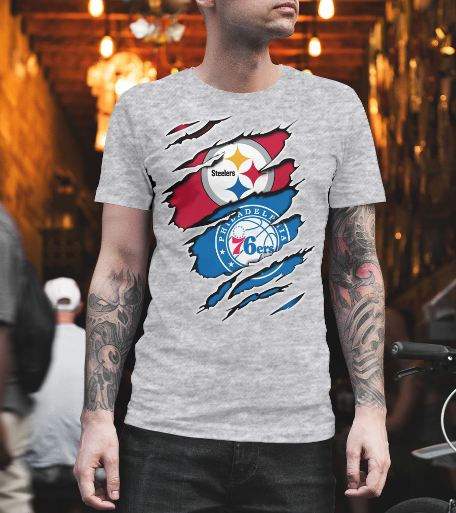 Steelers Philadelphia 76ers Logo Mashup T-Shirt