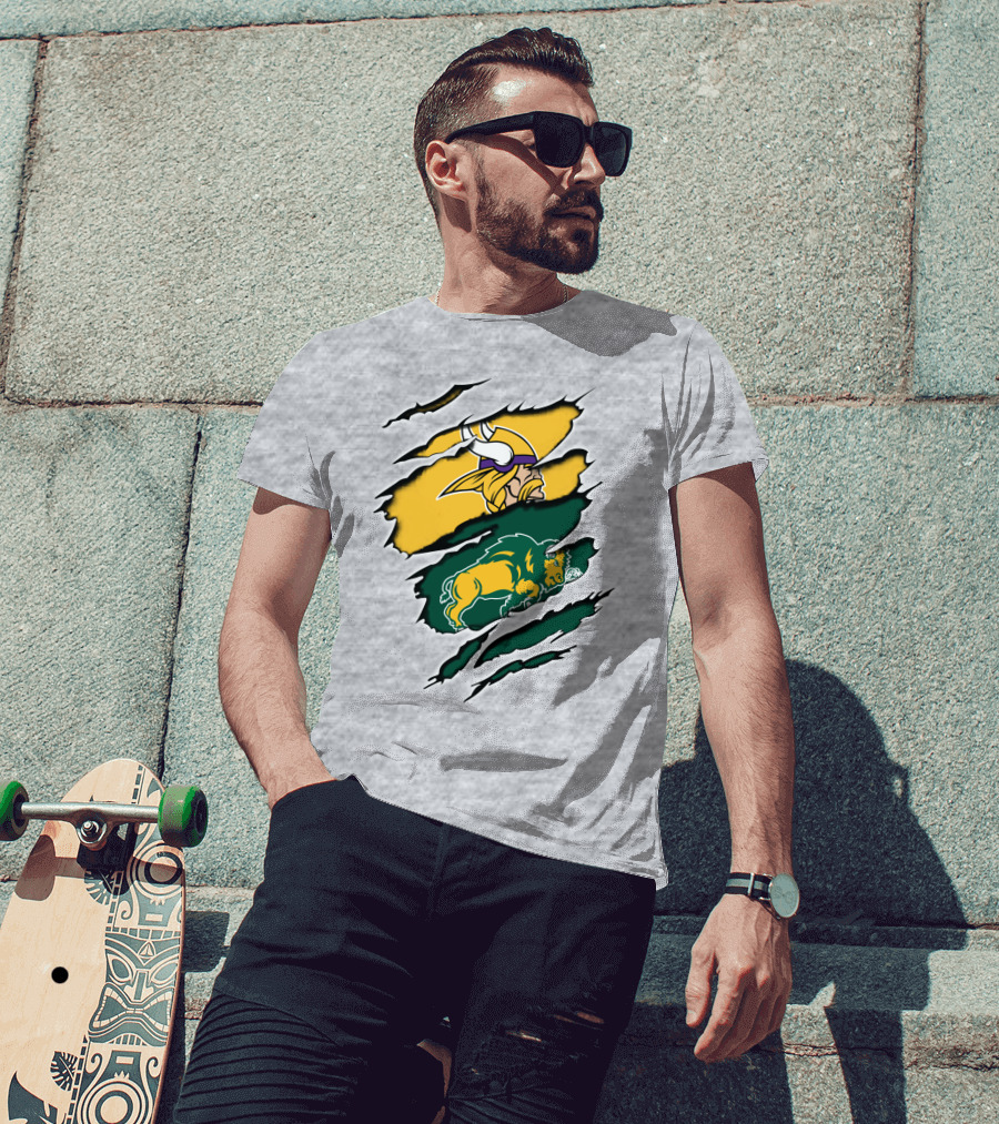 Vikings Logo With Bison Imagery Dakota T-Shirt
