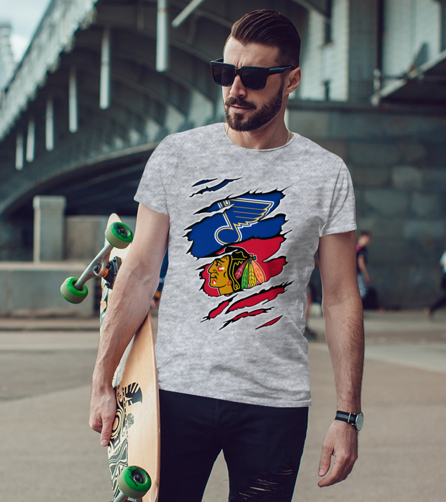 Blues Blackhawks Rivalry Team Clash Logo Fan Gear T-Shirt