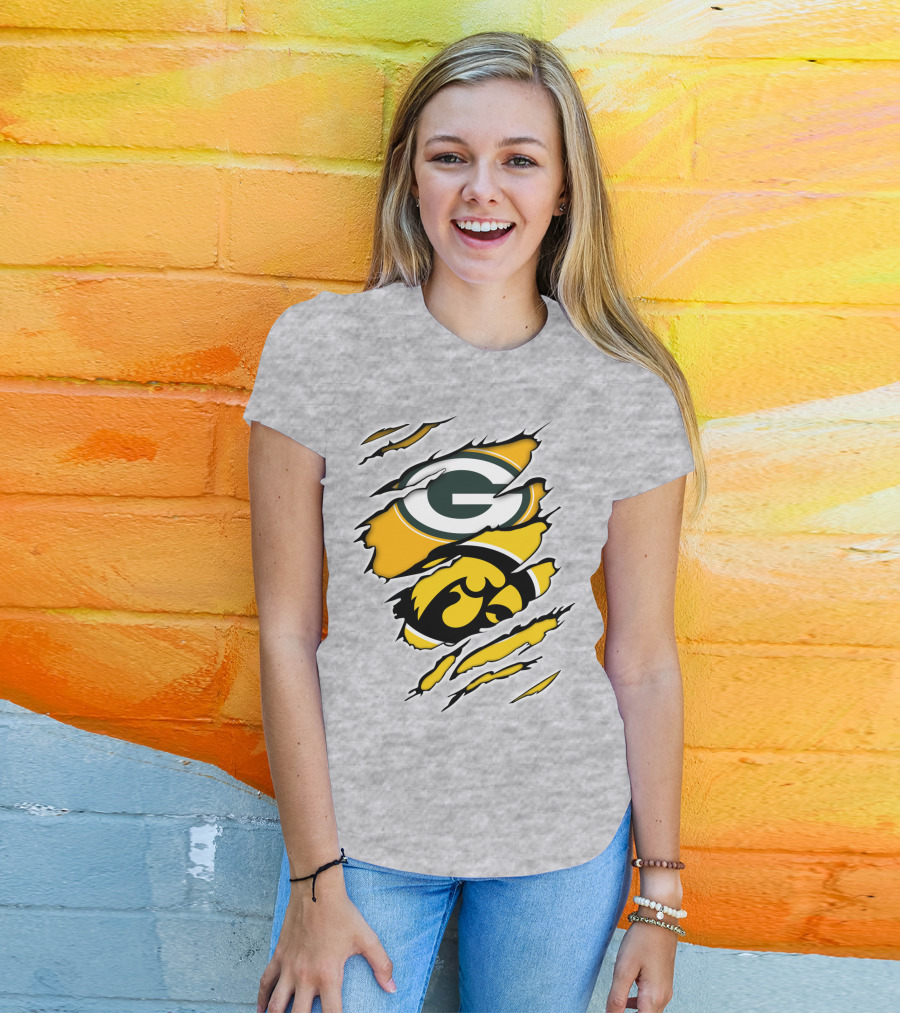 Packers Hawkeyes Logo Crossover Claw Marks T-Shirt