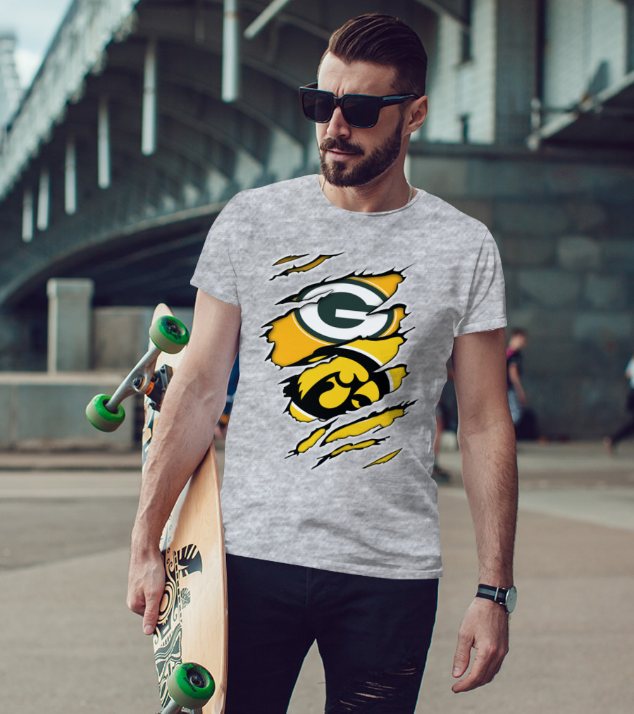 Packers Hawkeyes Logo Crossover Claw Marks T-Shirt