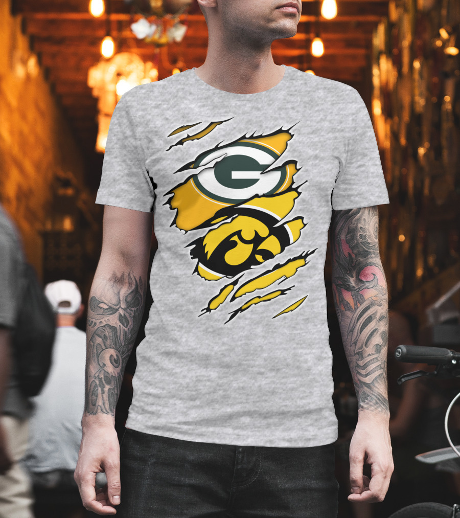 Packers Hawkeyes Logo Crossover Claw Marks T-Shirt