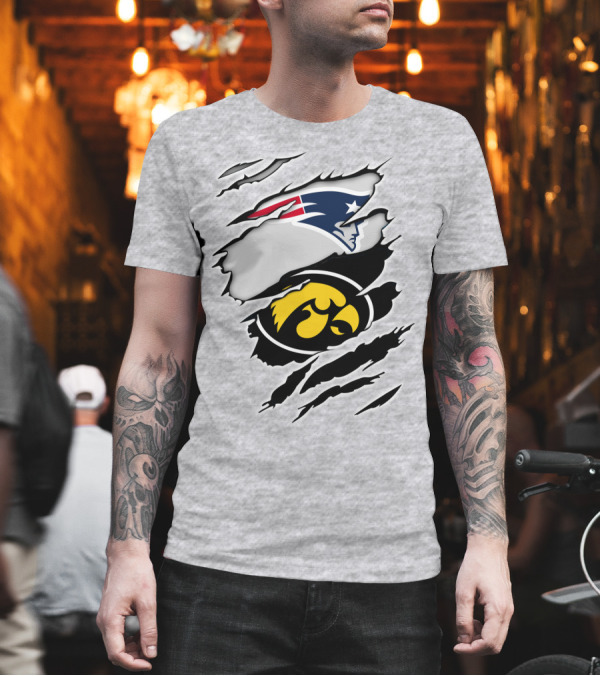 Patriots and Hawkeyes Logos with Torn Effect T-Shirt Patriots and Hawkeyes Logos with Torn Effect T-Shirt
