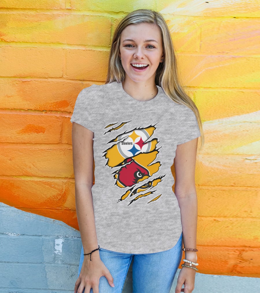 Steelers Louisville Cardinals Fan Crossover T-Shirt