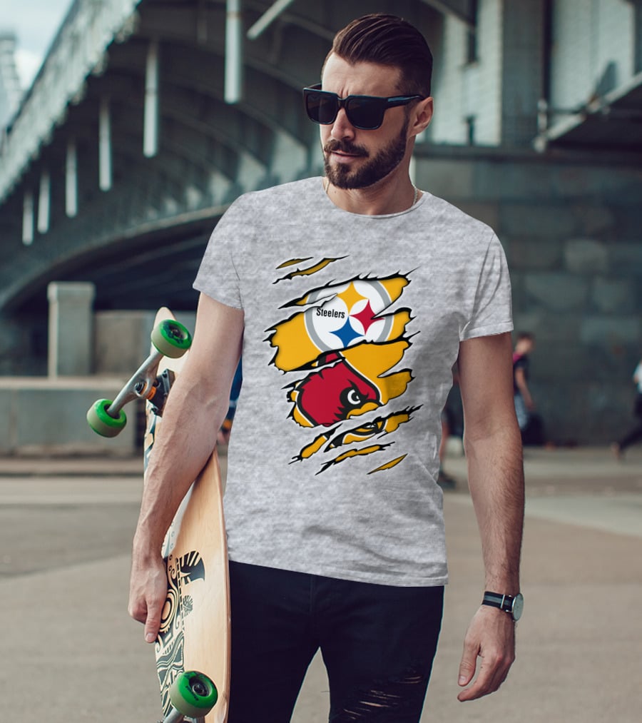Steelers Louisville Cardinals Fan Crossover T-Shirt