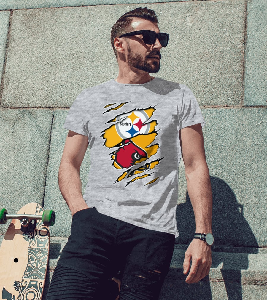 Steelers Louisville Cardinals Fan Crossover T-Shirt