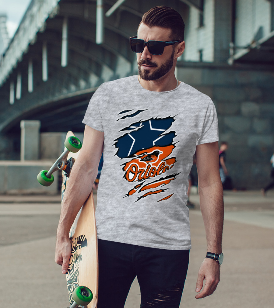 Cowboys Star Orioles Bird Logos Layered T-Shirt