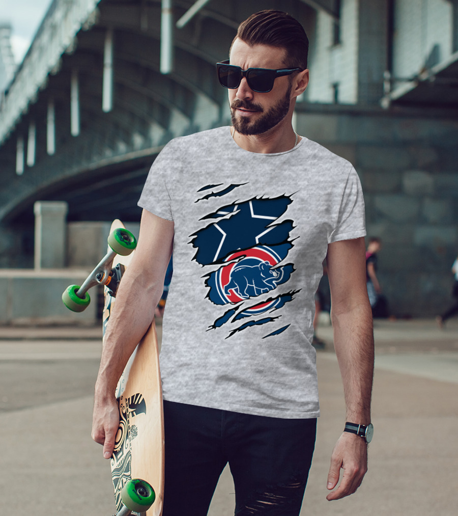 Cowboys Cubs Star And Bear Claw Rips T-Shirt