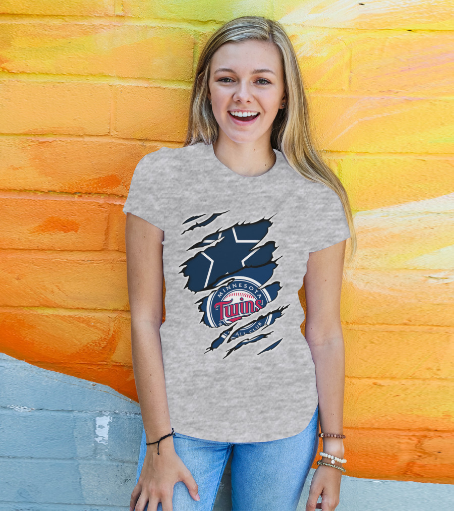 Minnesota Twins Dallas Cowboys Logo Mashup T-Shirt