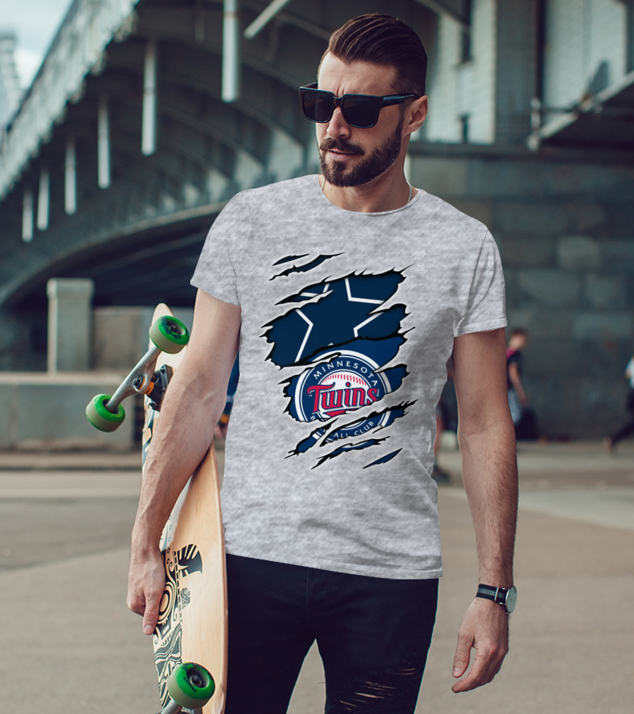 Minnesota Twins Dallas Cowboys Logo Mashup T-Shirt