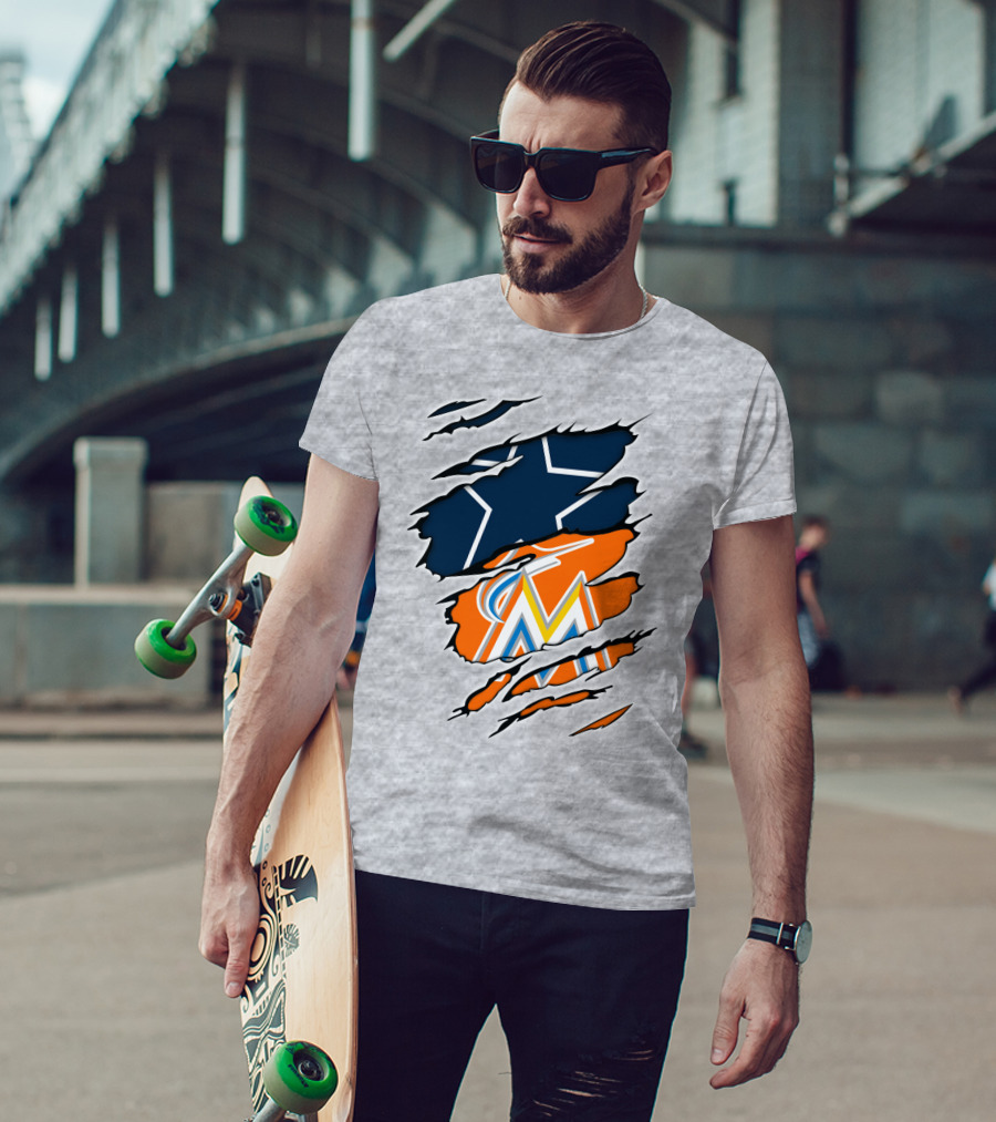 Cowboys Marlins Logo Tear T-Shirt