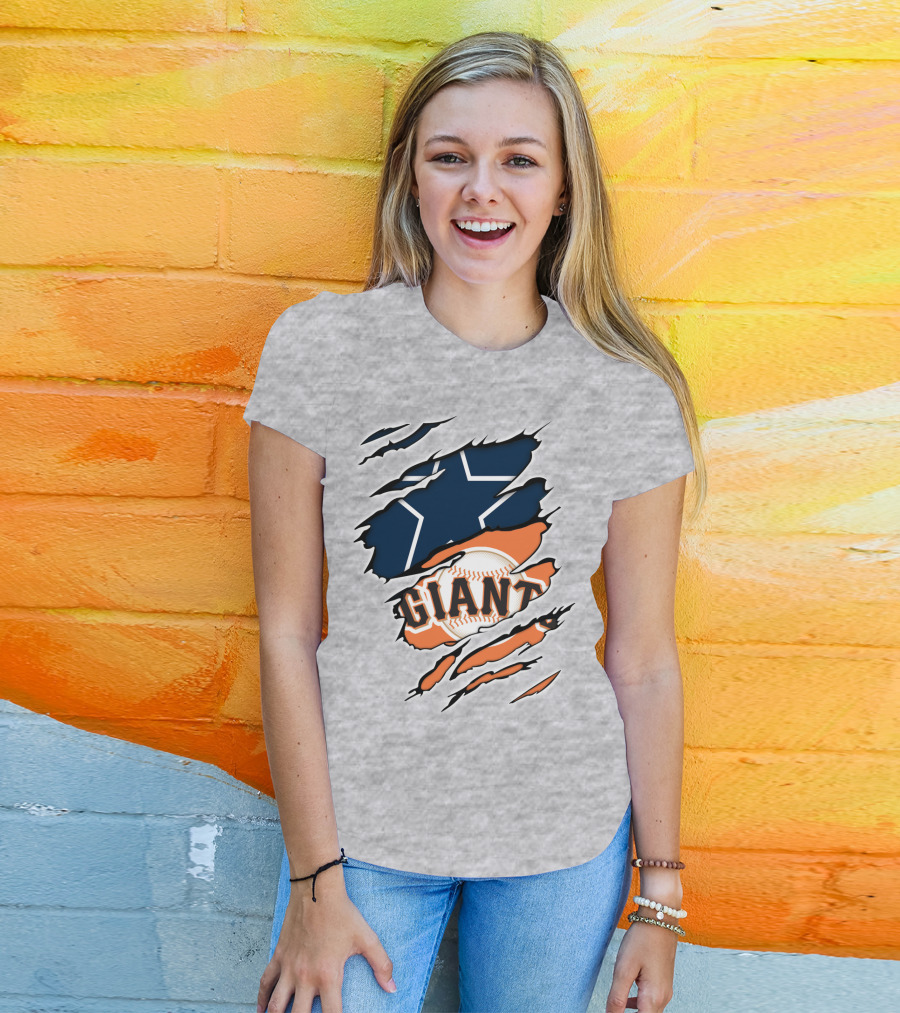 Cowboys Star And Giants Baseball Mashup T-Shirt