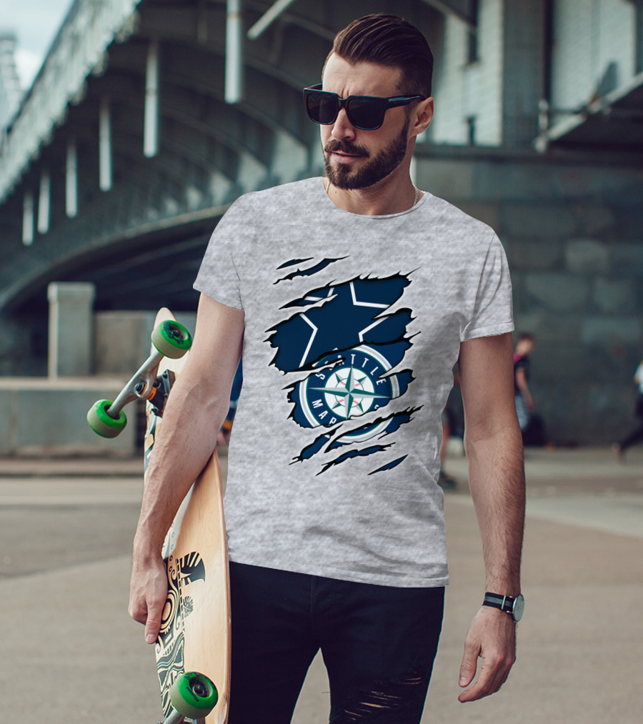 Seattle Mariners Cowboys Star Ripped T-Shirt