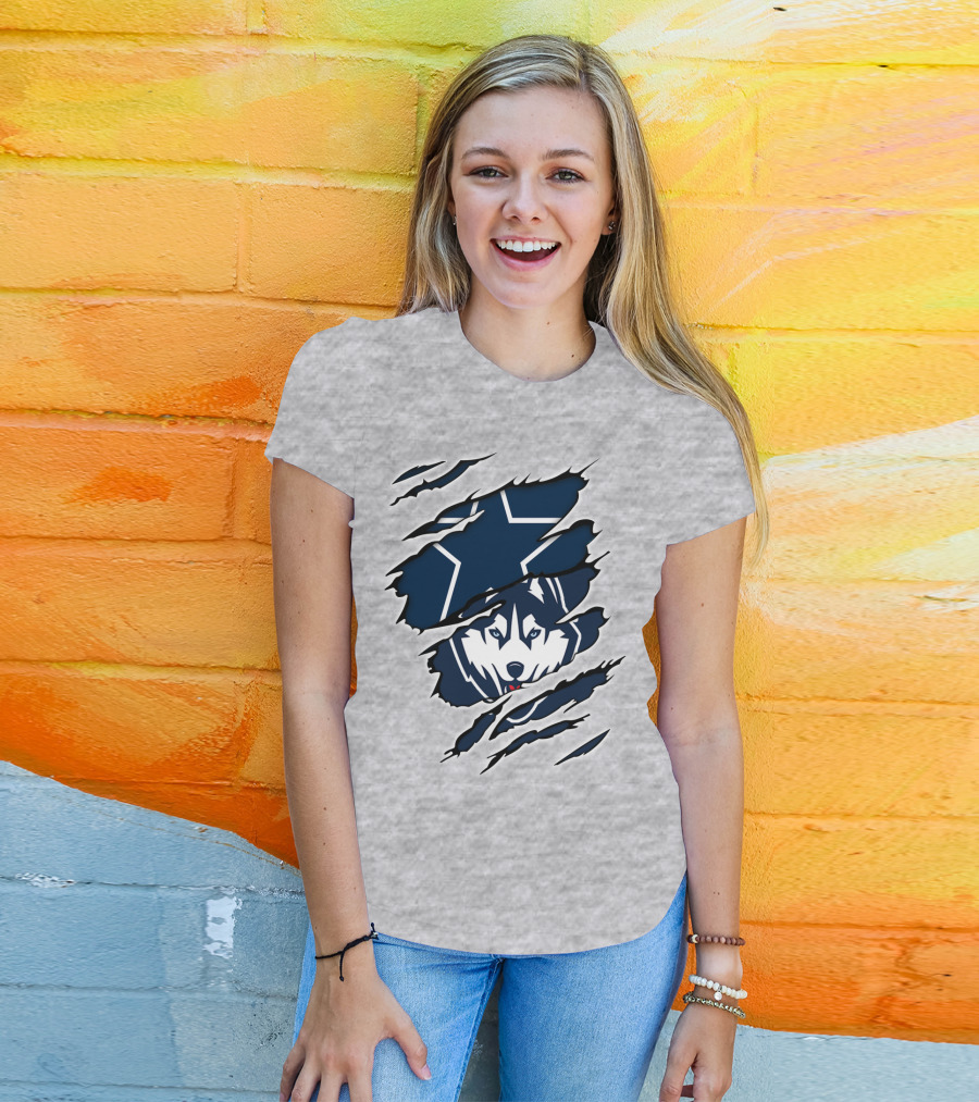 Cowboys Huskies Scratch Star Iconic T-Shirt