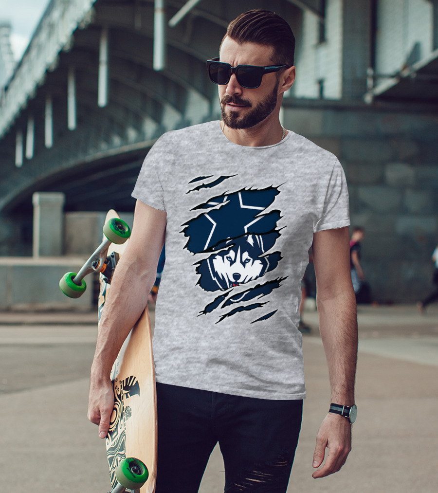 Cowboys Huskies Scratch Star Iconic T-Shirt