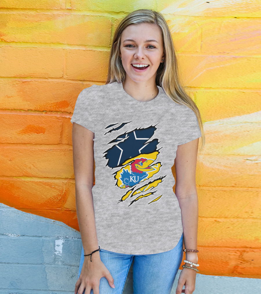 Dallas Cowboys Kansas Jayhawks Unique Blend T-Shirt