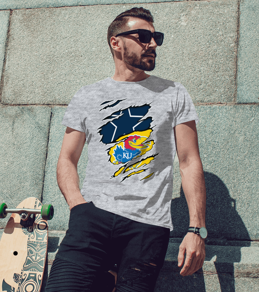 Dallas Cowboys Kansas Jayhawks Unique Blend T-Shirt