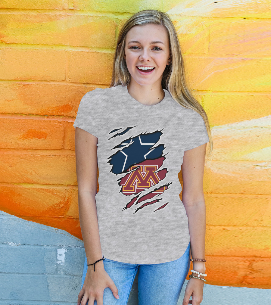 Minnesota Cowboys Star And M Logo Torn T-Shirt