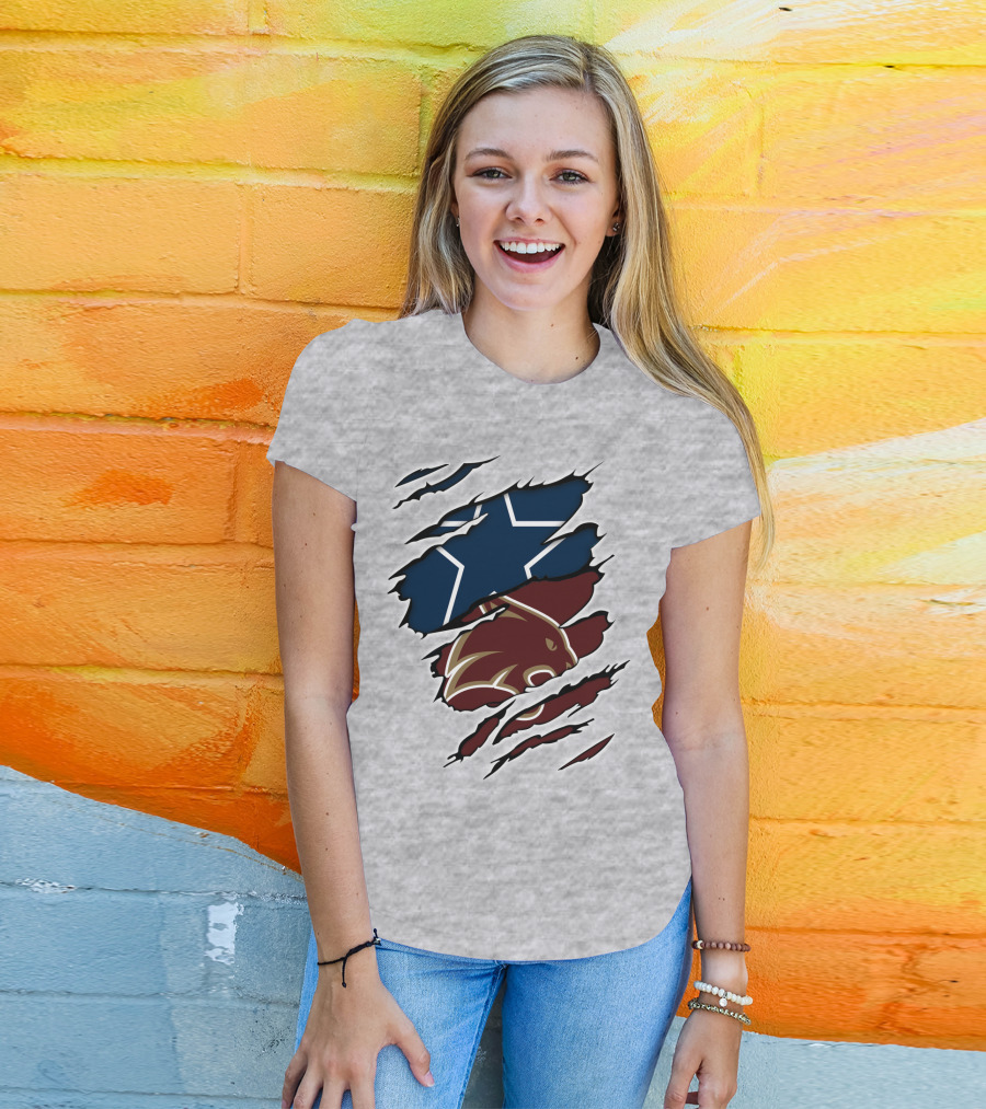 Cowboys Texas States Cowboys Star And Bear Claw Scratch T-Shirt