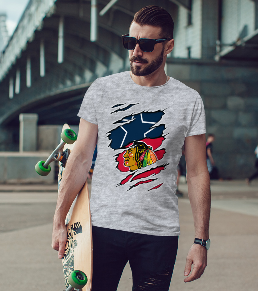 Cowboys Blackhawks Star Ripped T-Shirt