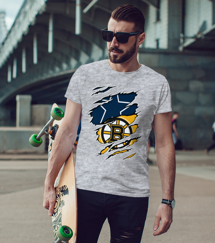 Dallas Cowboys Boston Bruins Fan Crossover T-Shirt