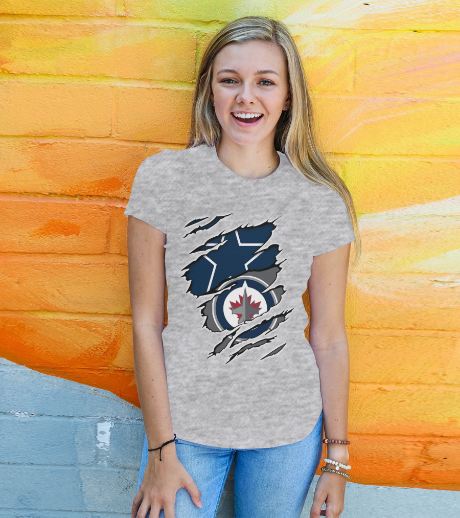 Cowboys Jets Logos Rip T-Shirt