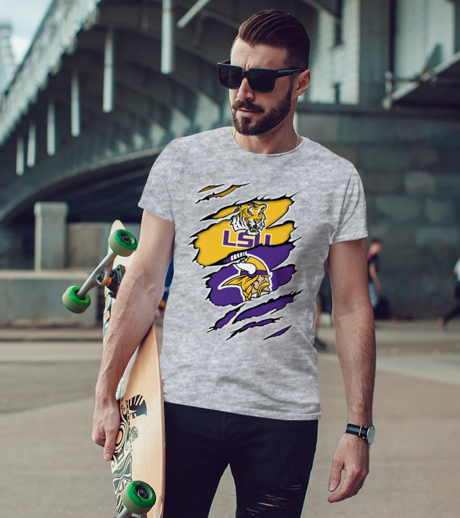 LSU Tigers Vikings Ripped T-Shirt