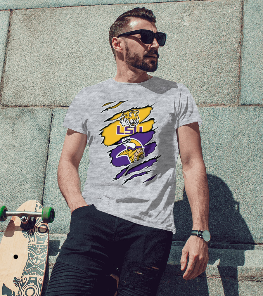 LSU Tigers Vikings Ripped T-Shirt
