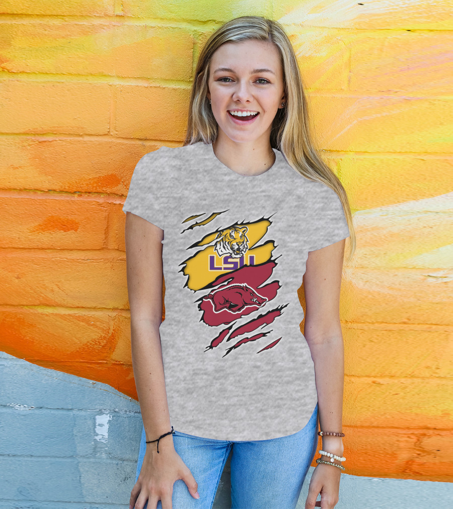 LSU Tigers Arkansas Razorbacks Rivalry Claw Marks T-Shirt