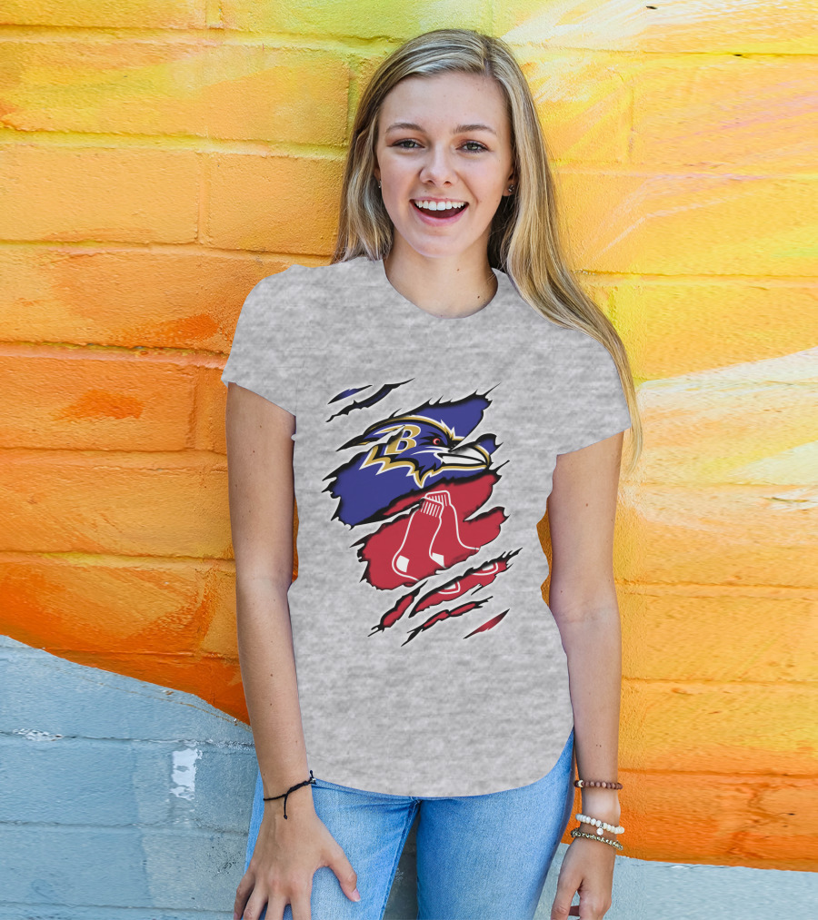 Ravens Redsox Ravens Redsox Baltimore New England T-Shirt
