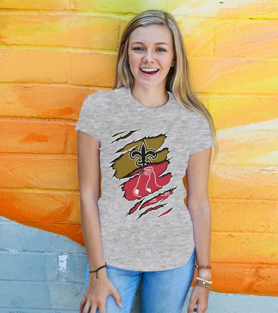 Saints Redsox Fleur-de-Lis And Red Socks Inspired T-Shirt