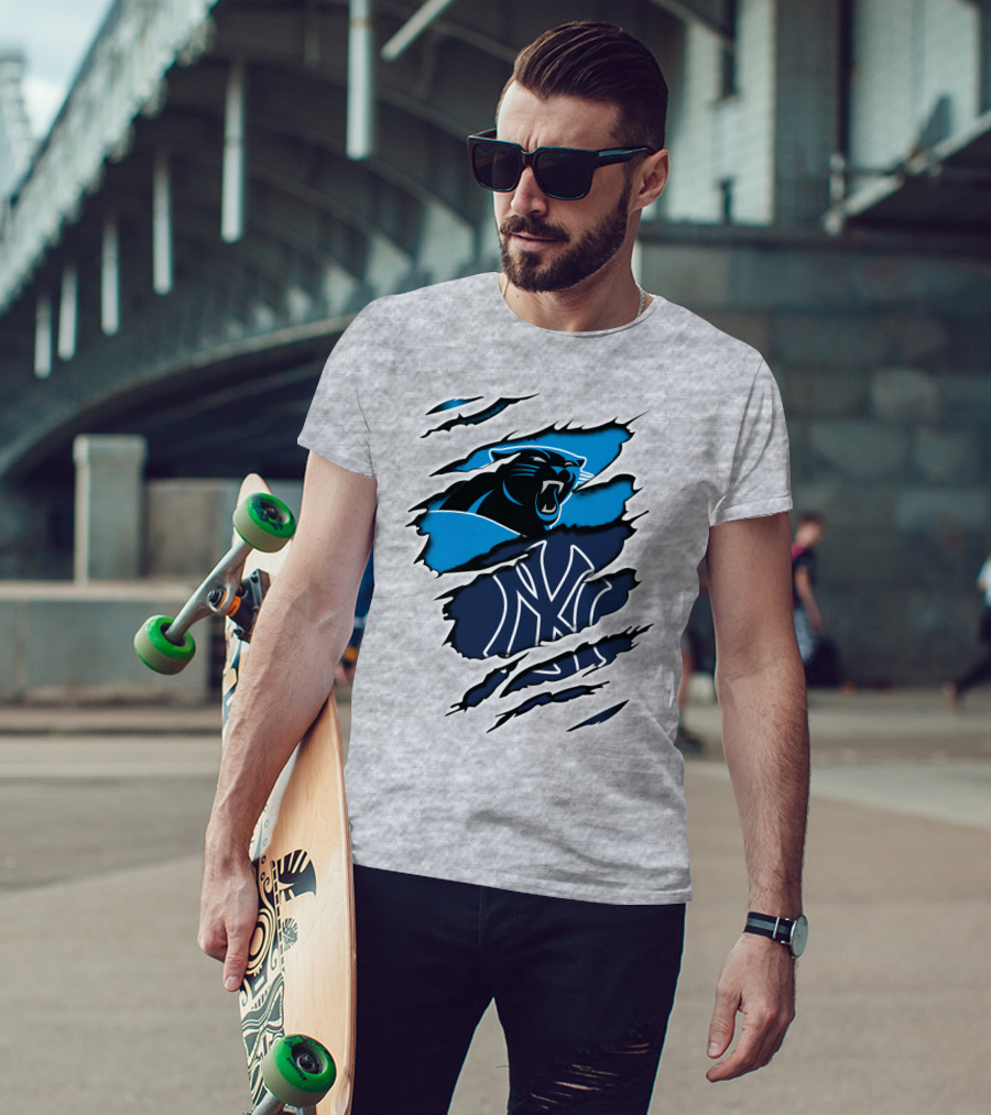 Panthers Yankees Claw Scratch Sports Fusion T-Shirt
