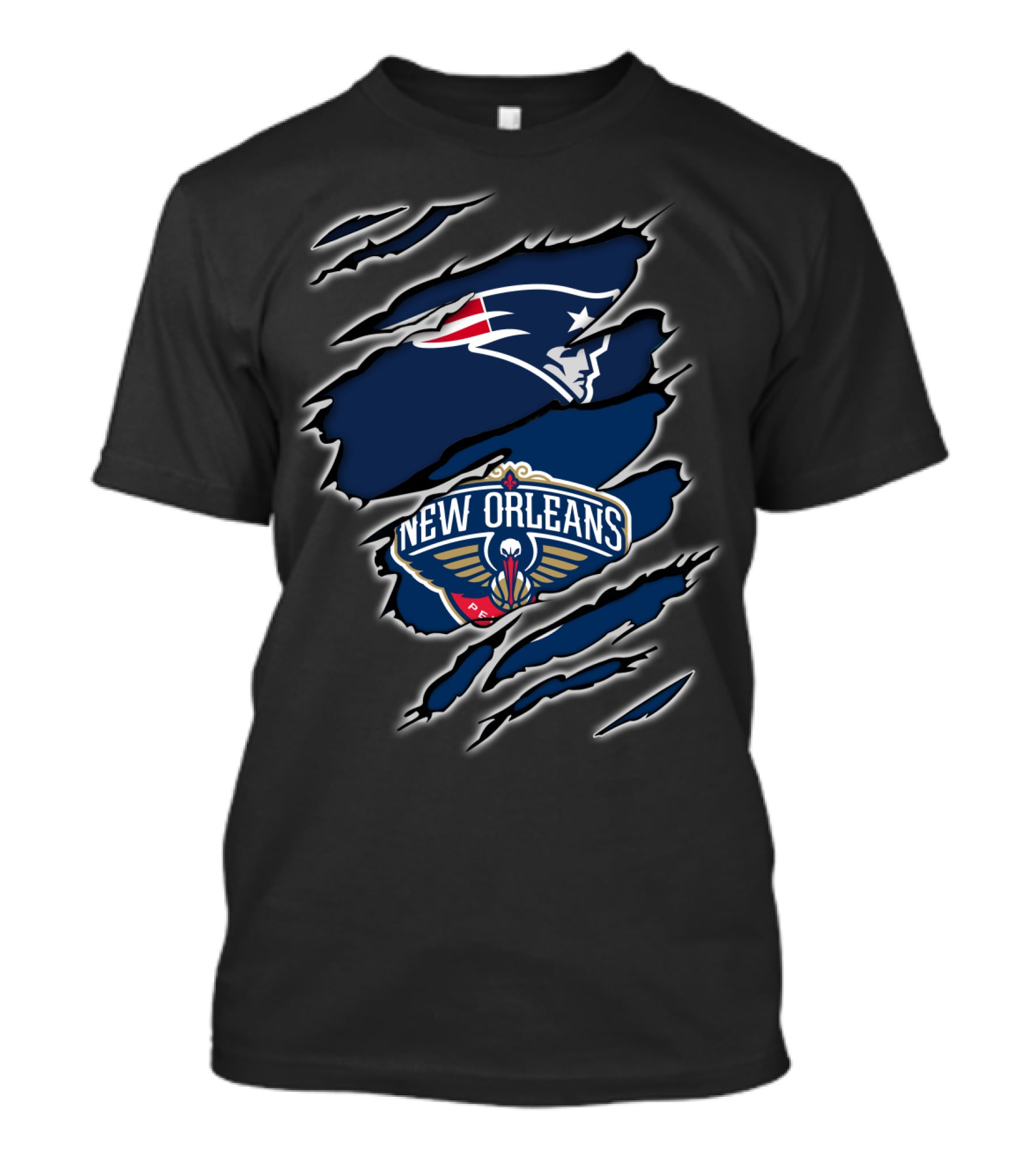 New England Patriots And New Orleans Pelicans Claw Marks T-Shirt