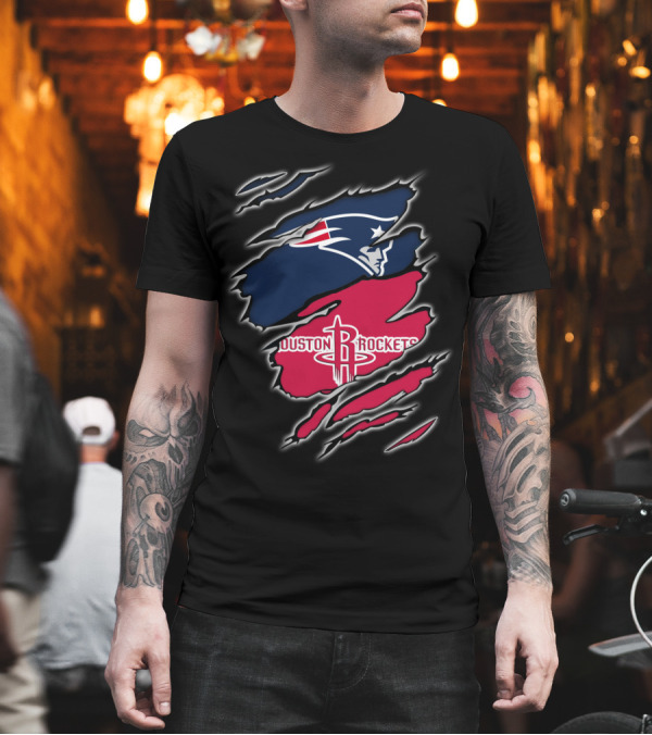 New England Patriots Houston Rockets Combo T-Shirt New England Patriots Houston Rockets Combo T-Shirt