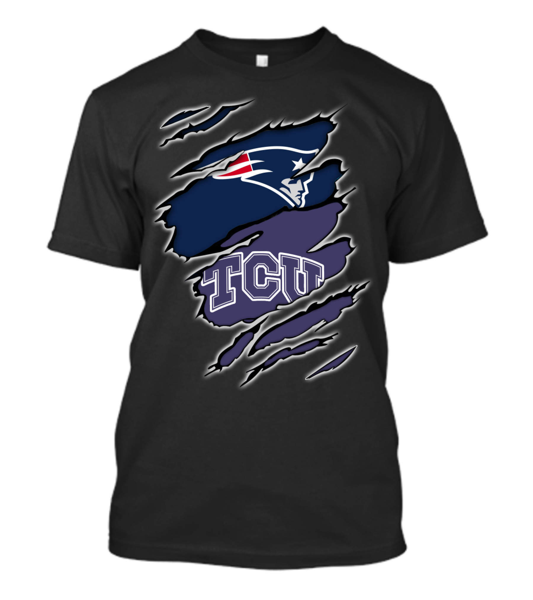 Patriots TCU Logo Fusion Football Fan Mashup T-Shirt
