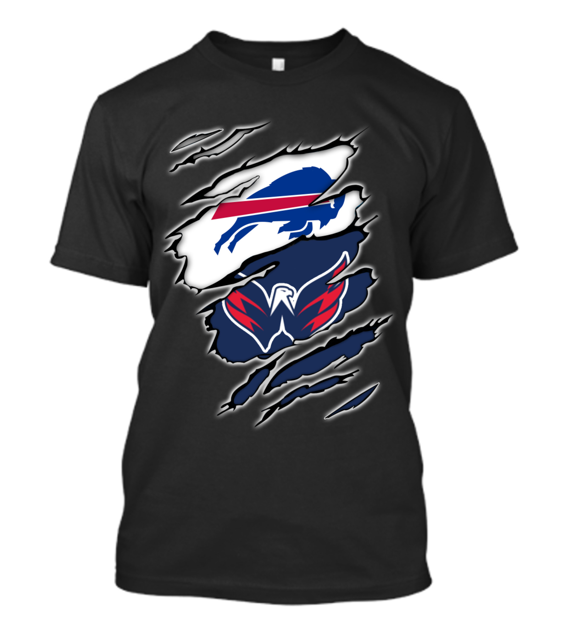 Buffalo Bills Washington Capitals Fan Ripped T-Shirt