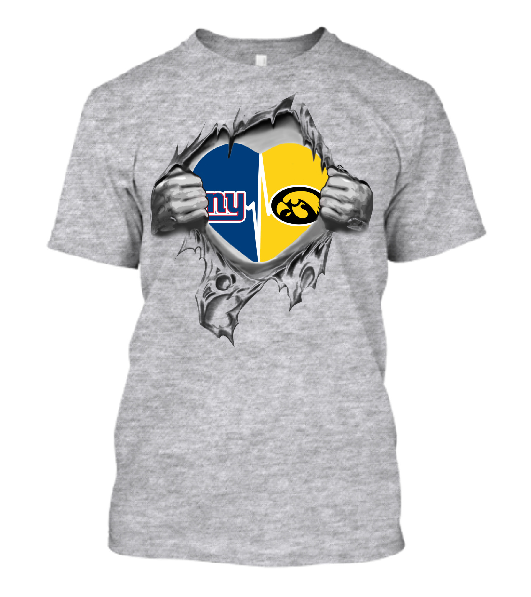 Hawkeyes Giants Heartbeat Logo Fusion T-Shirt