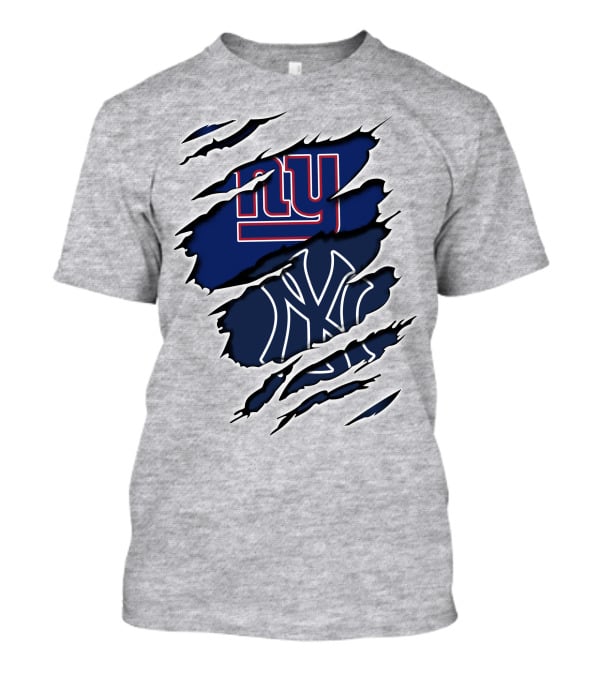 Giants Yankees Logos Ripped T-Shirt