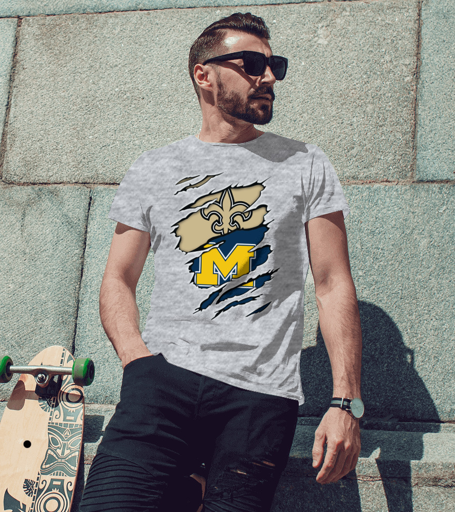Michigan Saints Fleur-de-Lis Logo With Block M T-Shirt