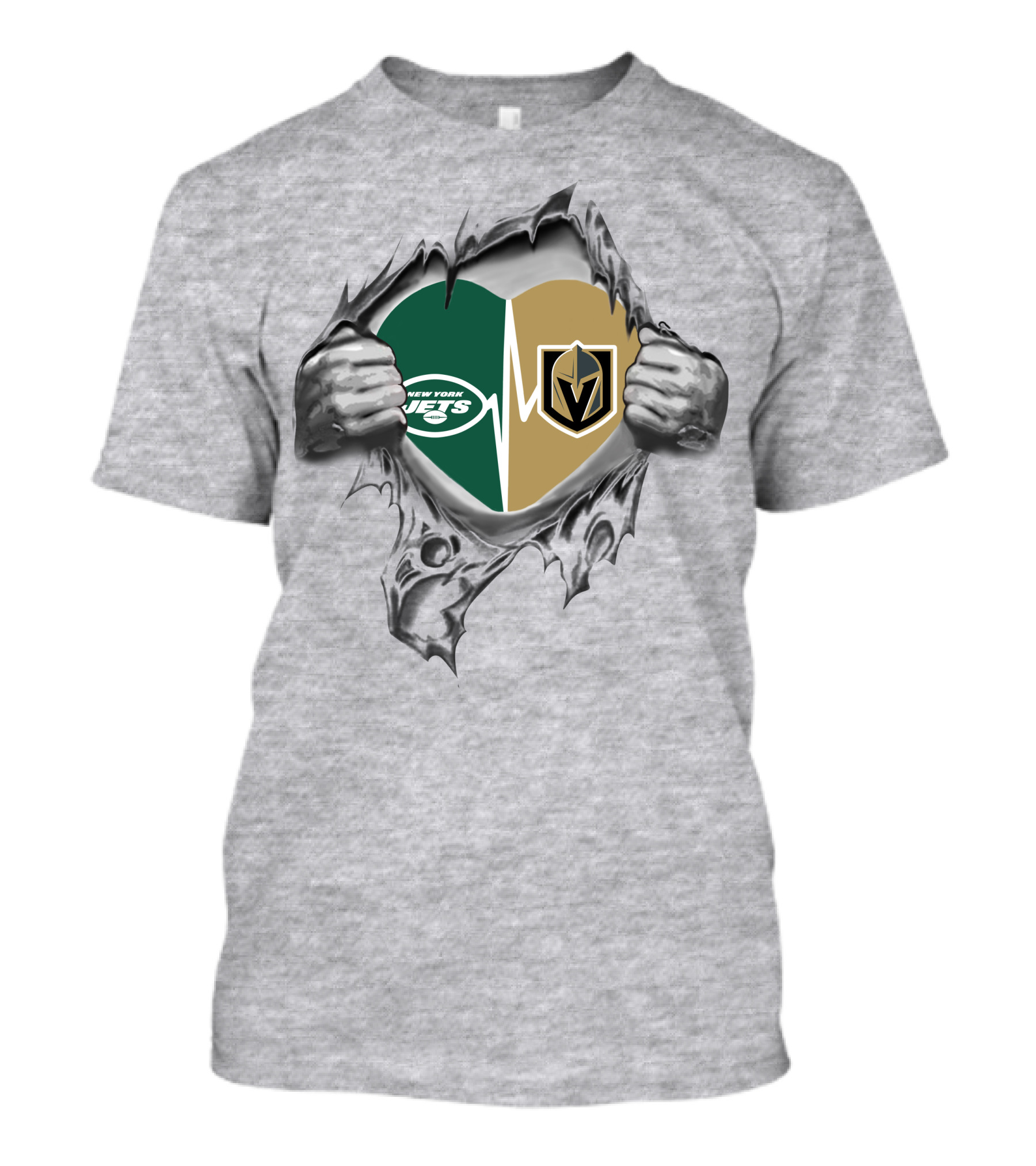 Golden Knights New York Jets Heartbeat Passion T-Shirt