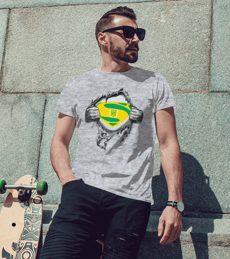 FC Nantes Super Man Emblem Tear Reveal T-Shirt