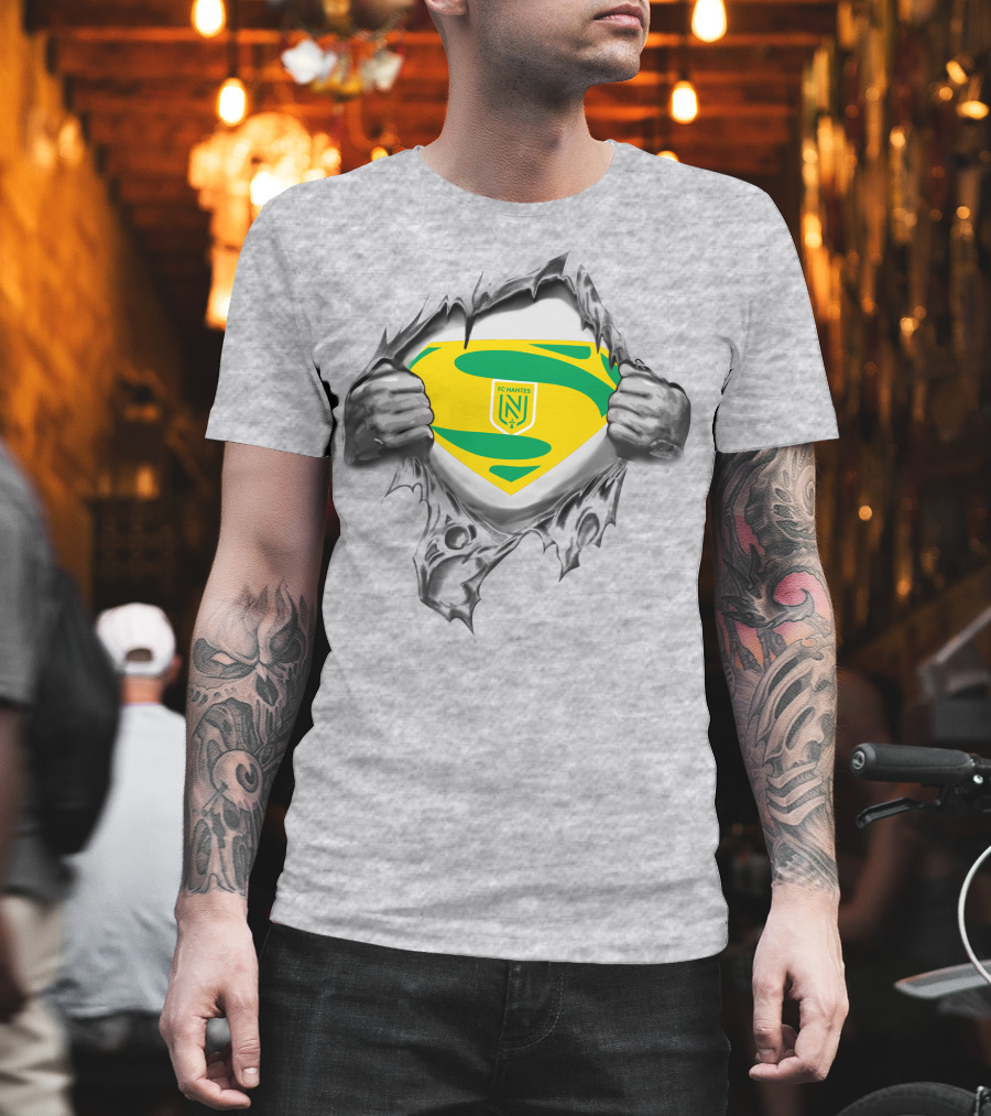 FC Nantes Super Man Emblem Tear Reveal T-Shirt