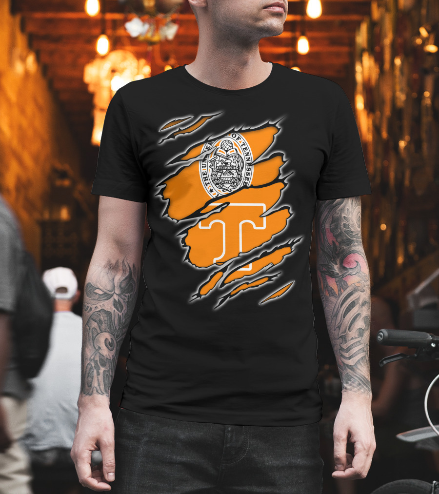NCAA Tennessee Volunteers University of Tennessee Seal and T Logo Orange Claw Marks T-Shirt