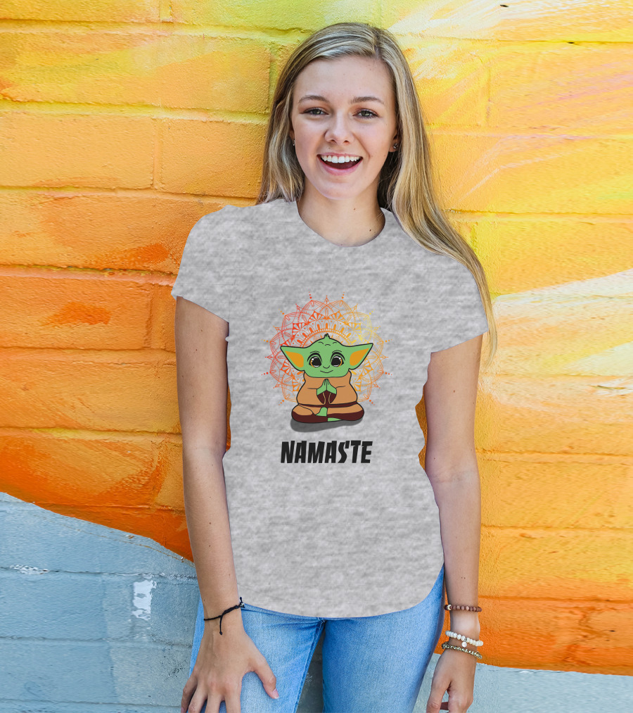 Baby Yoda Namaste Meditate Mandala T-Shirt