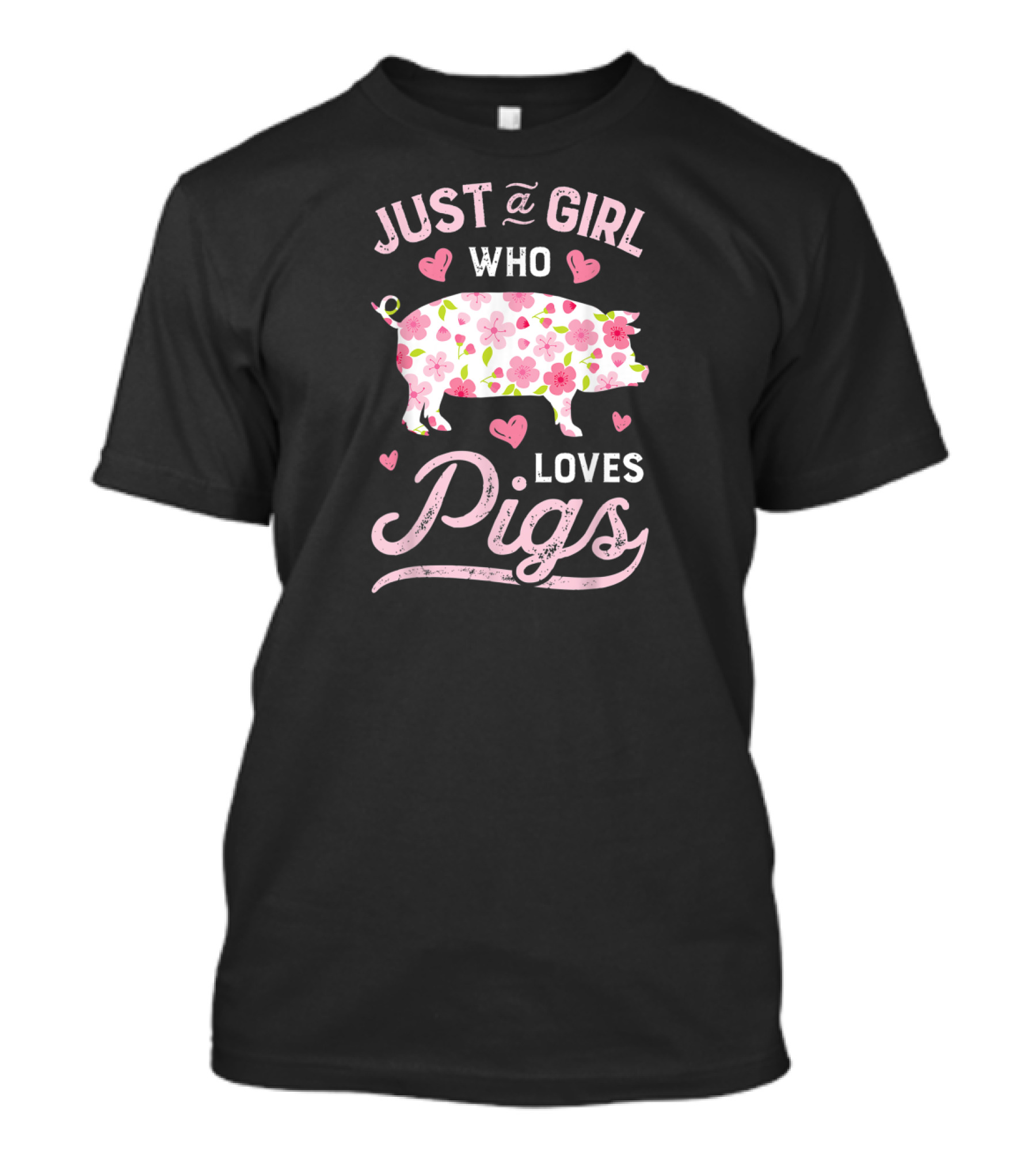 Just A Girl Who Loves Pigs Floral Heart T-Shirt